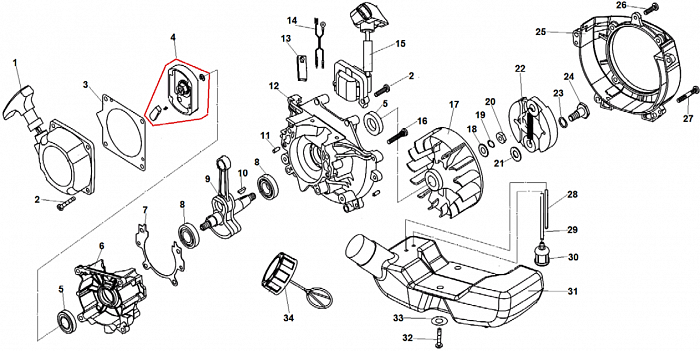 2 КОЛЕНВАЛ - МАХОВИК - МАГНЕТО - СЦЕПЛЕНИЕ ТРИММЕР CHAMPION T347-2