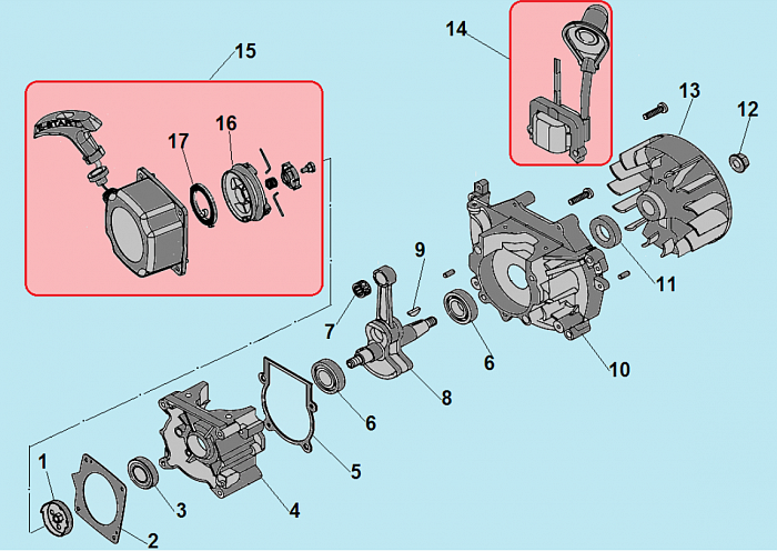 4 СТАРТЕР - МАГНЕТО - СВЕЧА - КОЛЕНВАЛ - САЛЬНИК МОТОКУЛЬТИВАТОР CHAMPION GC252