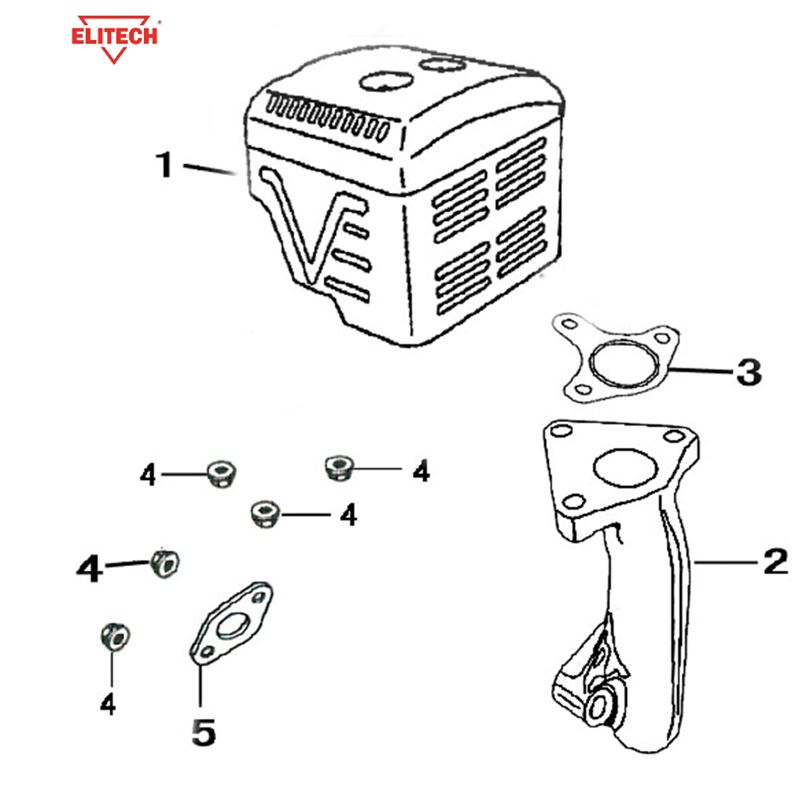 ЗАПЧАСТИ ДЛЯ МОТОПОМПЫ БЕНЗИНОВОЙ ELITECH МБ 1600 Д 100 (ГЛУШИТЕЛЬ)