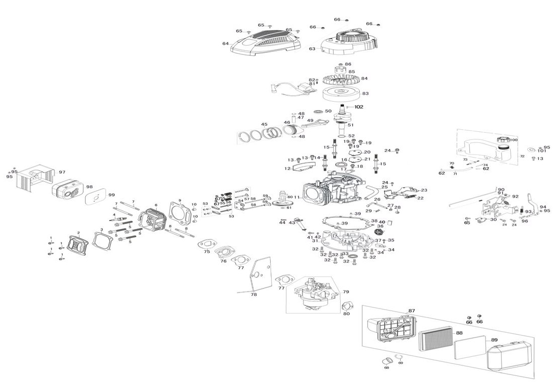 ЗАПЧАСТИ ДЛЯ ГАЗОНОКОСИЛКИ БЕНЗИНОВОЙ ELITECH К 6500L (ДВИГАТЕЛЬ)