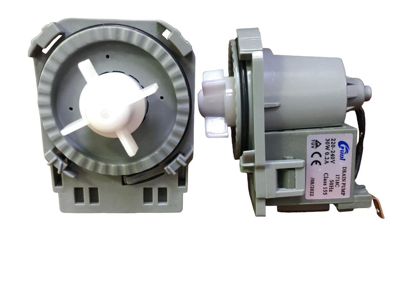 Насос  FUDI 1718C  без улитки 30W, квадратный, 4 защелки, клеммы назад  ( ПММ CANDY 49037217 GORENJE 556915 512637  1034326 )